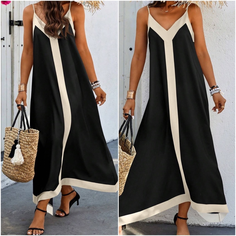 BellanBlue Black and Cream Maxi Dress